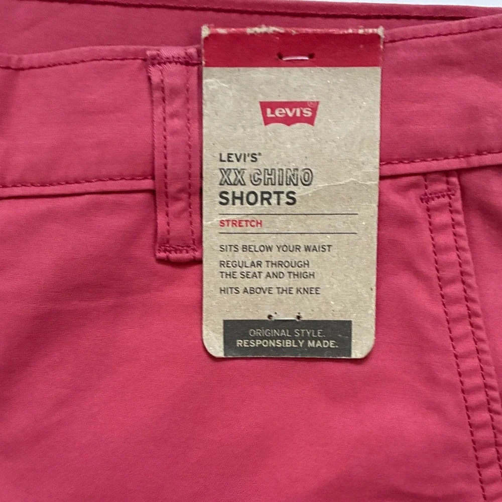 Levis Mens XX Chino Shorts Red Stretch Twill Slim Regular Fit 34 85229-0127 NWT